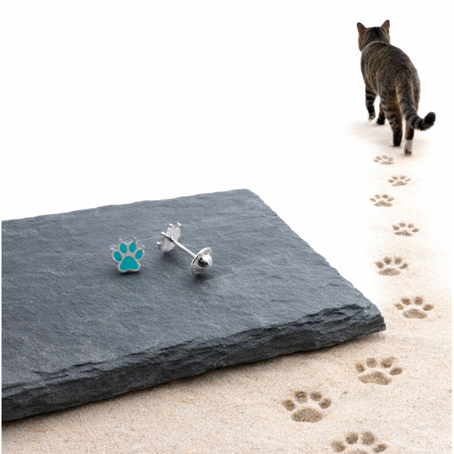pendiente huella gato 7mm
