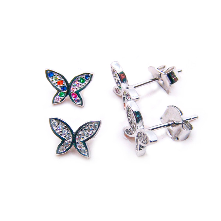 P. Pendientes Mariposa Rodiados