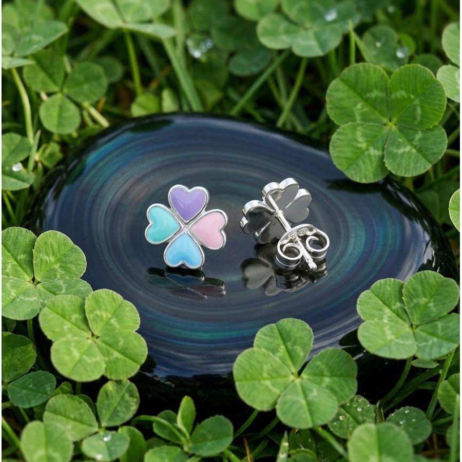 Pendientes Trebol esmaltado de 10mm