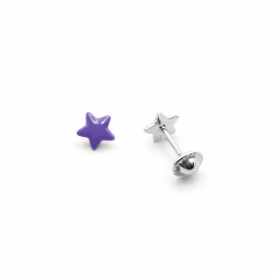 Pendientes estrella esmaltada de 6mm