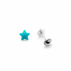 Pendientes estrella esmaltada de 6mm