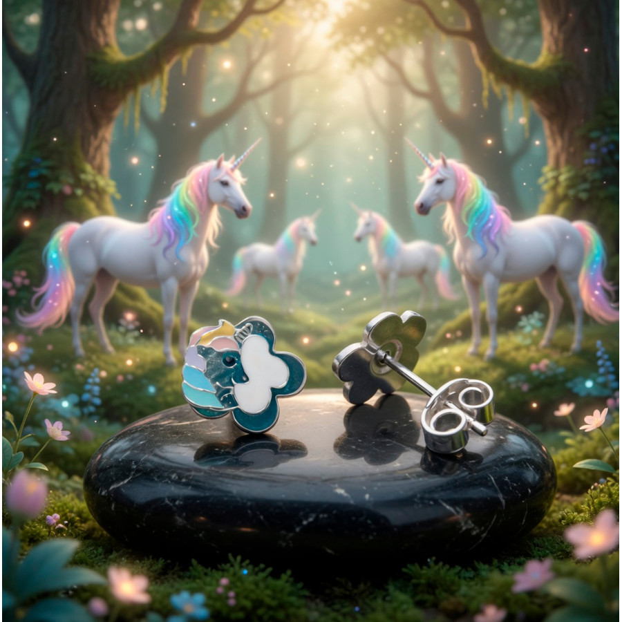 P. Pendientes Unicornio con Flor