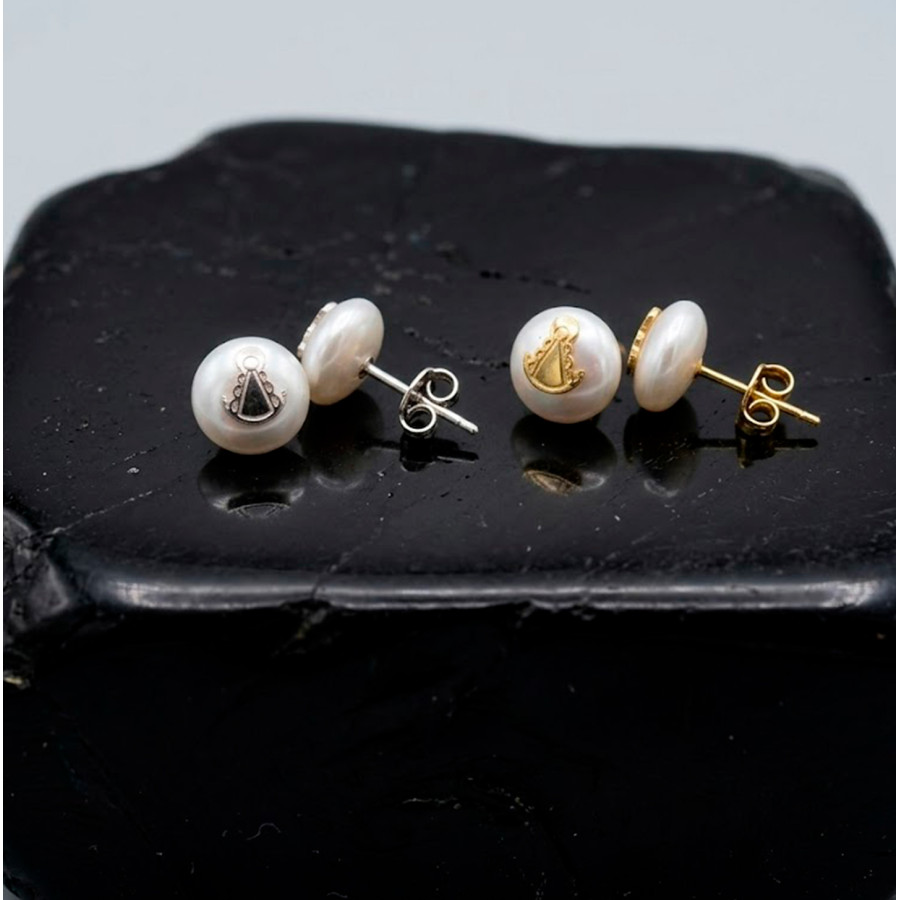 P. Pendientes Virgen del Rocío con Perla de 8mm