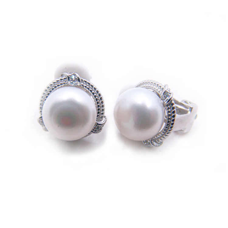 P. Pendientes de Señora con Perla Rodiados