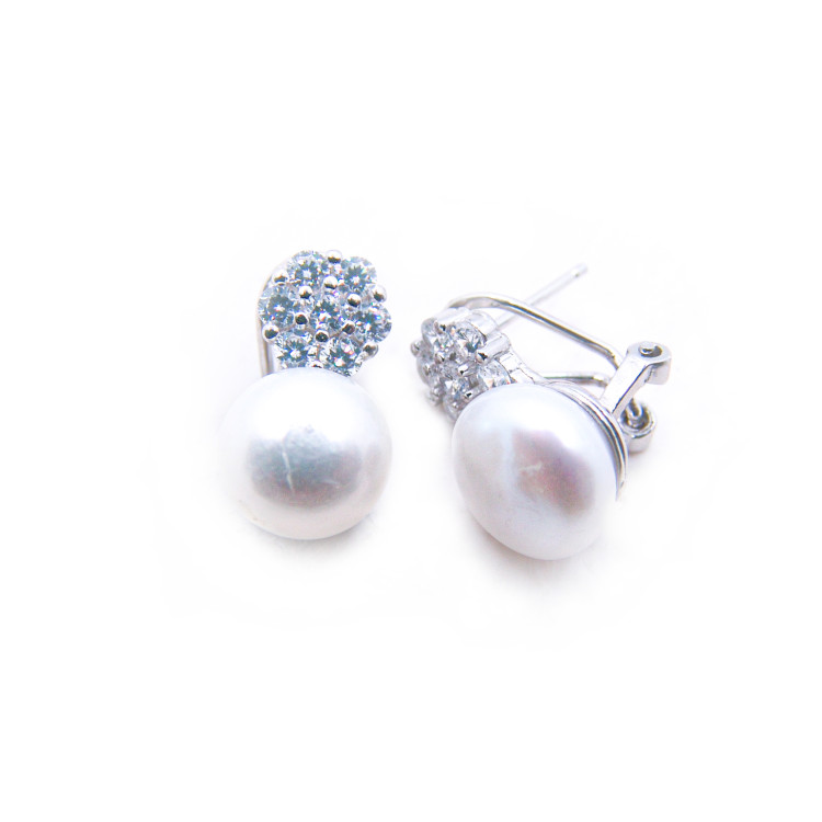 P. Pendientes omega Tu y Yo con piedras Rodiados